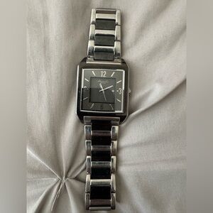 Kenneth Cole Black and Silver Rectangular Men's Dress Watch